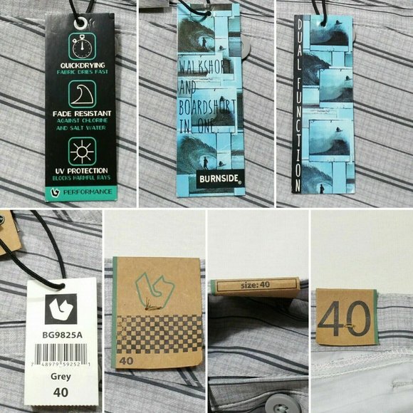 BURNSIDE Striped Walkshort Boardshort 2489E1M - Picture 8 of 8